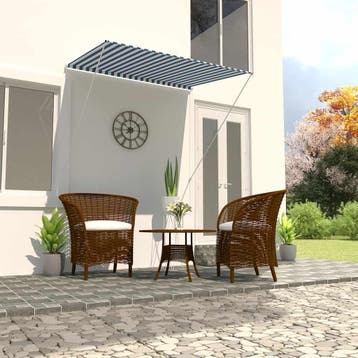 vidaXL Luifel uittrekbaar 150x150 cm blauw en wit, Tuin en Terras, Verzenden, Nieuw