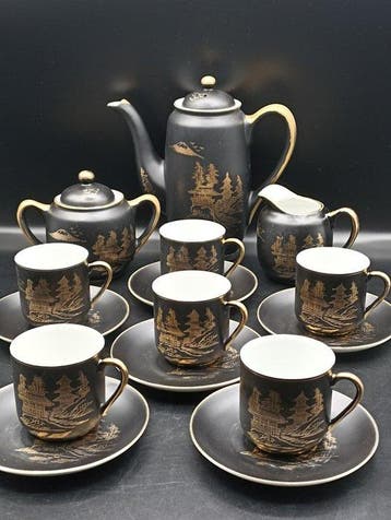 Koffieservies voor 6 (15) - Pintado a mano - Porselein,
