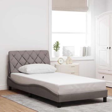 vidaXL Bedframe zonder matras 100x200 cm stof taupe, Verzenden, Nieuw
