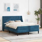 vidaXL Bedframe met matras met matras Blauw 140 x 200 cm, Huis en Inrichting, Slaapkamer | Matrassen en Bedbodems, Verzenden, Nieuw
