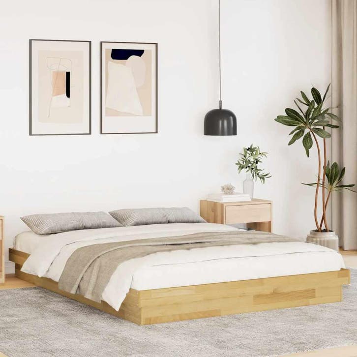 vidaXL Bedframe zonder matras 160x200 cm massief hout eiken, Huis en Inrichting, Slaapkamer | Bedden, Nieuw, Verzenden