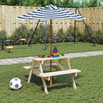 vidaXL Picknicktafel voor 4 kinderen met parasol massief, Verzenden, Nieuw