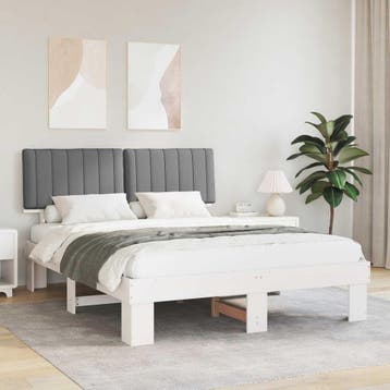 vidaXL Bedframe met Gevoerde Hoofdbord Lichtgrijs 150 x 200, Huis en Inrichting, Slaapkamer | Bedden, Verzenden, Nieuw