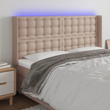 vidaXL Hoofdbord LED 203x16x118/128 cm kunstleer, Verzenden, Nieuw