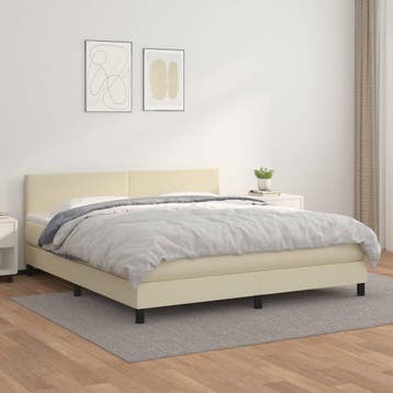 vidaXL Boxspring met matras kunstleer crèmekleurig 180x200, Verzenden, Nieuw