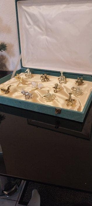 Servetring (12) - Verschillende dieren - Metaal, Antiek en Kunst, Antiek | Meubels | Tafels