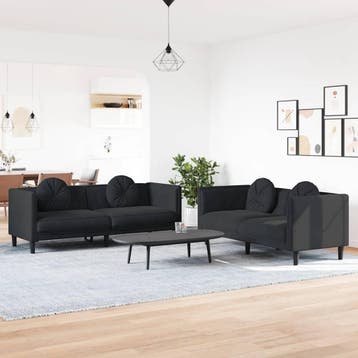 vidaXL 2-delige Loungeset met kussens fluweel zwart, Huis en Inrichting, Verzenden, Nieuw