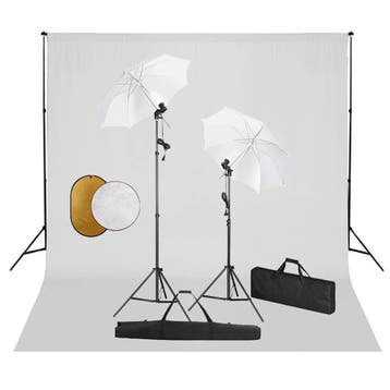 vidaXL Fotostudioset met lampen, paraplus, achtergrond en, Audio, Tv en Foto, Verzenden, Nieuw