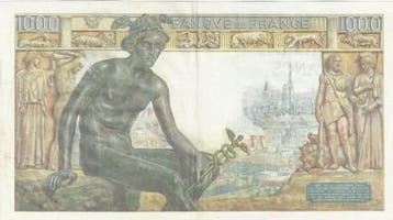 1 000 Francs France Fay 40/40 1000 Francs Deesse Demeter..., Verzenden, België