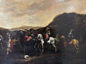 Philips Wouwerman (1619-1668), Kring van - Escena de