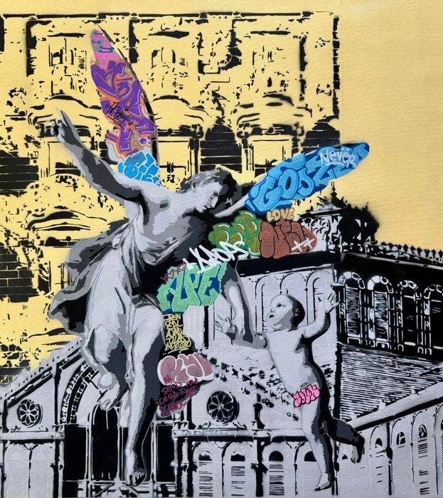 Quiona+ - ‘Hand in Hand Through Barcelona XL, Antiek en Kunst, Kunst | Schilderijen | Modern