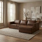 Leren hoekbank Fine - 3 zits + longchair, Ophalen of Verzenden