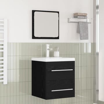 vidaXL Badkamermeubel Set 2 st Zwart Eiken Bewerkt hout, Verzenden