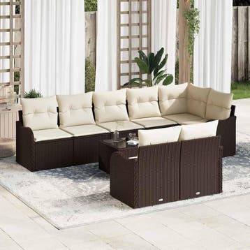 vidaXL Tuinbank Set Bruin poly rattan, Tuin en Terras, Verzenden, Nieuw