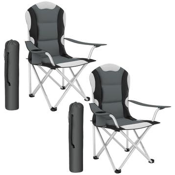 tectake Kampeerstoel bekleed - grijs, Set van 2, Caravans en Kamperen, Verzenden, Nieuw