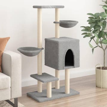 vidaXL Kattenmeubel met sisal krabpalen 117 cm lichtgrijs, Verzenden