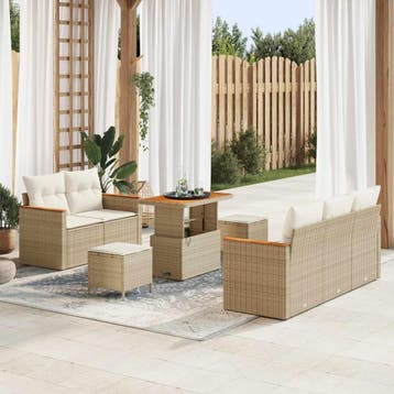 vidaXL Tuinbank Set 8 pcs Beige poly rattan, Verzenden, Nieuw