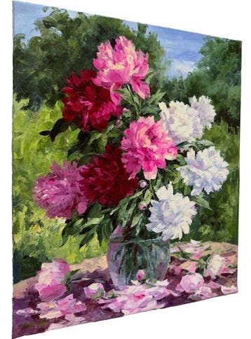 Irina Alex (1961) - Pivoines dans un Vase Transparent