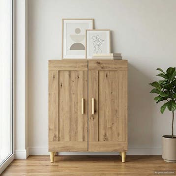 vidaXL Dressoir Artisanaal eiken 69,5 x 34 x 90 cm Bewerkt, Verzenden