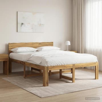 vidaXL Tweepersoonsbed met hoofdbord ROSTOCK Witgewassen 120, Huis en Inrichting, Verzenden, Nieuw