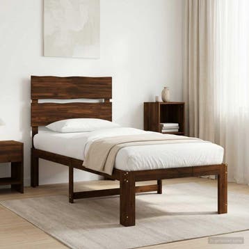 vidaXL Eenpersoonsbed met hoofdbord ROSTOCK Donkerbruin 90 x, Huis en Inrichting, Verzenden, Nieuw