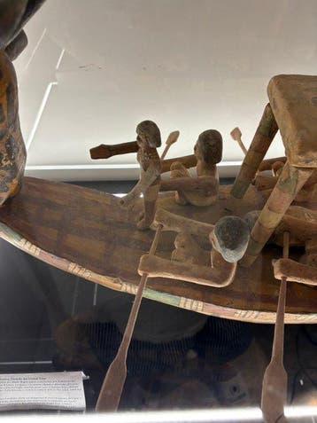 Oud-Egyptisch Hout Egyptische Grand Tour Funeraalbootmodel –