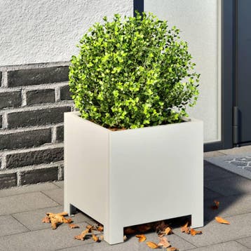 vidaXL Plantenbakken 2 st 30x30x30 cm staal wit, Verzenden, Nieuw