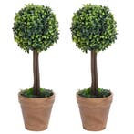 vidaXL Kunstplanten met pot 2 st buxus bolvorming 41 cm, Verzenden, Nieuw