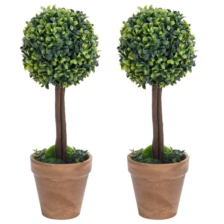 vidaXL Kunstplanten met pot 2 st buxus bolvorming 41 cm, Maison & Meubles, Accessoires pour la Maison | Plantes & Fleurs artificielles