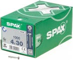 Spax spaanplaatschroef 4.0x30 verzinkt PK – 1000 stuks, Verzenden, Nieuw