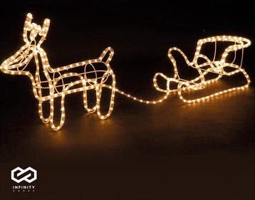 2dekans | Infinity Goods Rendier Met Slee - Kerstverlichting, Diversen, Kerst, Ophalen of Verzenden, Nieuw