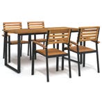 vidaXL 5-delige Tuinset massief acaciahout en metaal, Tuin en Terras, Verzenden, Nieuw, Tuinset