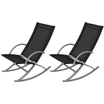 vidaXL Tuinschommelstoelen 2 st staal en textileen zwart, Jardin & Terrasse, Verzenden