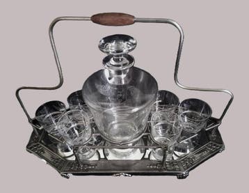 Drinkservies (8) - Kristal, Metaal - Art Déco (1930-1960)
