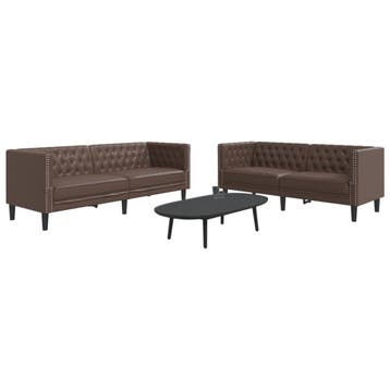 vidaXL 2-delige Loungeset Chesterfield-stijl kunstleer bruin, Verzenden, Nieuw