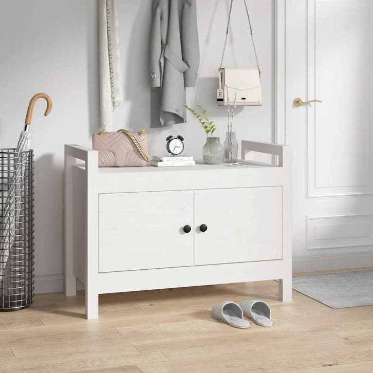 vidaXL Halbankje 80x40x60 cm massief grenenhout wit, Huis en Inrichting, Overige Huis en Inrichting, Nieuw, Verzenden