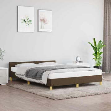 vidaXL Bedframe zonder matras stof donkerbruin 140x190 cm, Verzenden, Nieuw