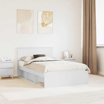 vidaXL Bedframe met hoofdeinde Wit 120 x 190 cm Bewerkt hout, Verzenden, Nieuw