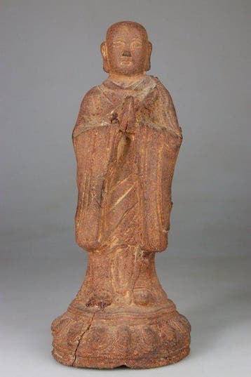 Antique Bouddha Statuette Sculpture Bronze Moine - Fonte de