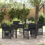 vidaXL Tuin Eettafel Set 5 pcs Zwart poly rattan, Verzenden
