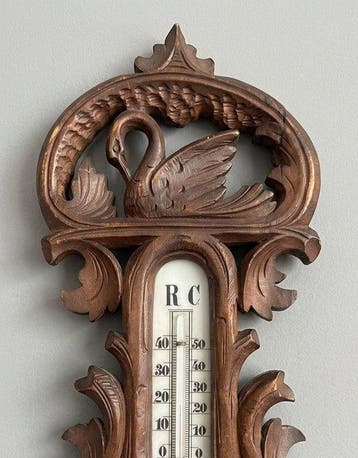 Aneroid barometer - Messing, Hout, Glas - Barometer van het, Antiek en Kunst