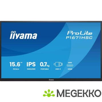 Iiyama P1671HSC-B1 15,6  Draagbare IPS USB-C monitor, Computers en Software, Verzenden, Nieuw