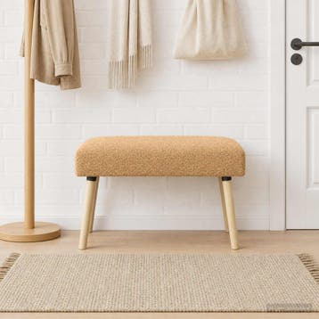 vidaXL Bank Effen Beige 80 x 40 x 46 cm Bouclé, Verzenden