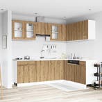vidaXL 11-delige Keukenkastenset Lyon bewerkt hout, Verzenden, Nieuw