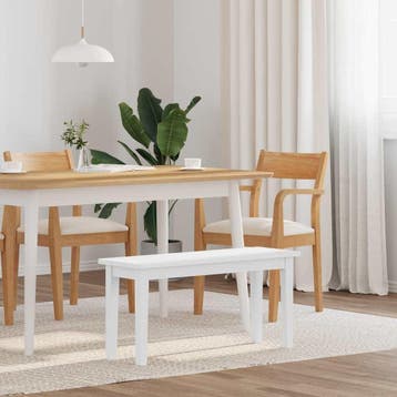 vidaXL Bank 90 cm massief hout rubber wit, Verzenden, Nieuw