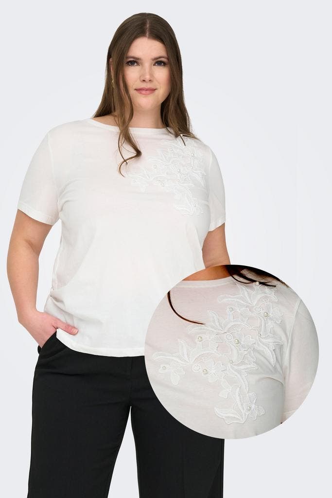 ONLY eco T-shirt Broderie enM=46/48Maat 46/48 (XL) of groter, Kleding | Dames, T-shirts, Overige kleuren, Nieuw, Maat 46/48 (XL) of groter