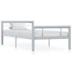 vidaXL Bedframe metaal grijs en wit 90x200 cm, Verzenden, Nieuw