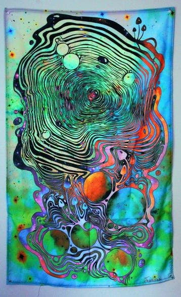 Tauritari - Wandtapijt - 75 cm - 100 cm - Psychedelische