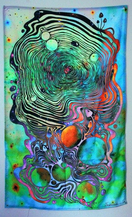 Tauritari - Wandtapijt - 75 cm - 100 cm - Psychedelische, Antiek en Kunst, Antiek | Tapijten, Tafelkleden en Textiel