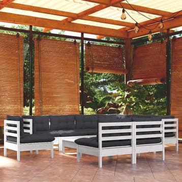 vidaXL 10-delige Loungeset met kussens massief grenenhout, Verzenden